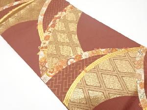 アンティーク　光悦垣に花・古典柄織り出し袋帯（材料）